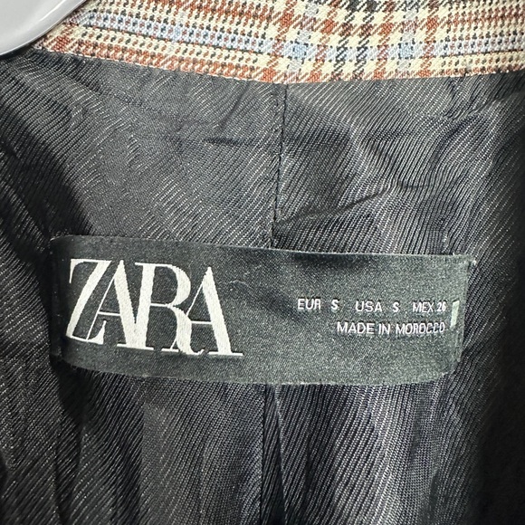 Zara Blazer Womens Plaid One button Pockets Academia , sz S * read - Picture 2 of 6